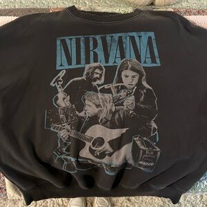 American Eagle Distressed Oversized Nirvana Graphic Sweatshirt